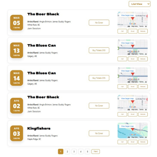 GigGrid List View screenshot