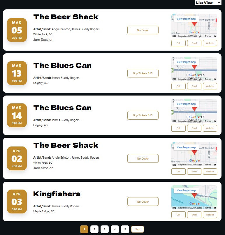 GigGrid List View screenshot